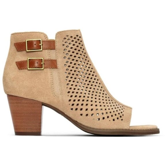 Vionic Shoes - Vionic Women's Aloft Chryssa Light Sand Ankle Booties Suede Laser Cut Size 7.5